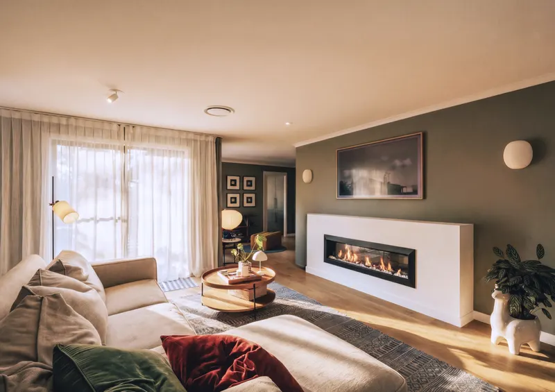 Living room with fireplace