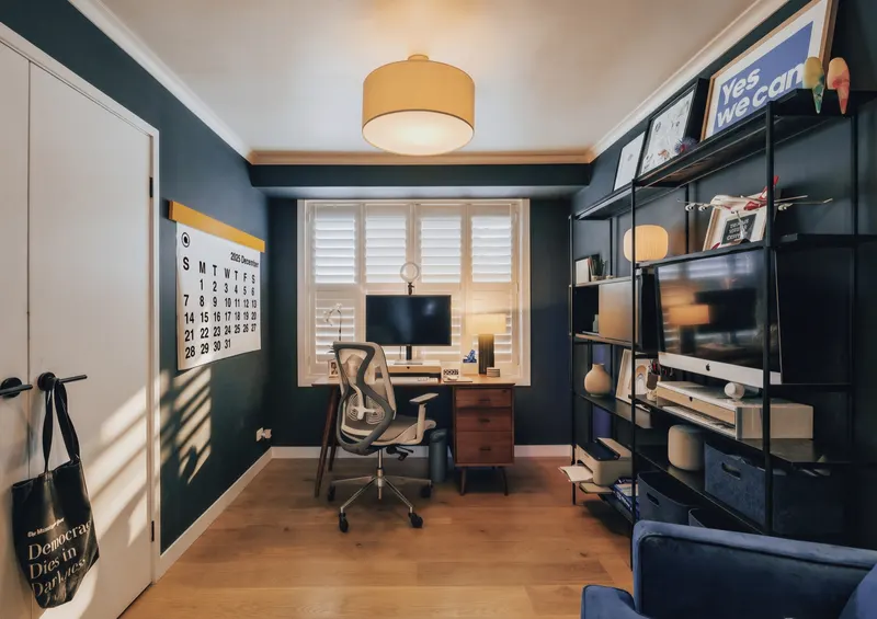 Bedroom set up as a home office
