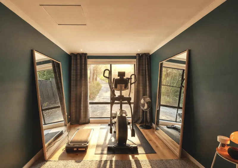Bedroom set up as a home gym