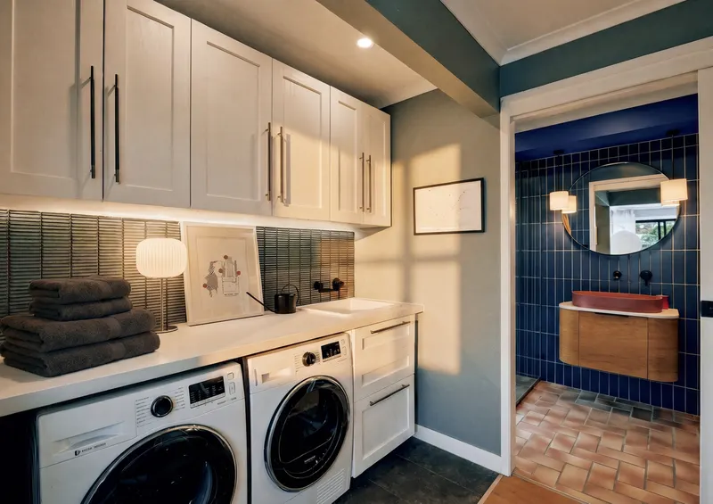 Laundry with Samsung washer and dryer